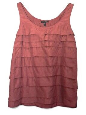 Eileen Fisher EUC 100% Silk Layered Tiered Tank Top Small Cinnamon